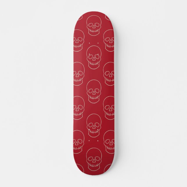Skateboard Crâne - Rouge Sang et Blanc Os (Devant)