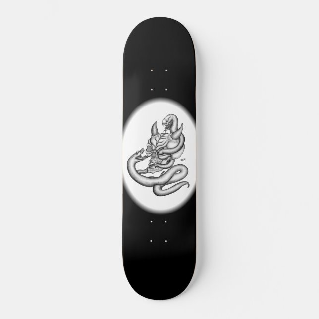 Skateboard Crâne - têtes de diable avec serpent (Recto)