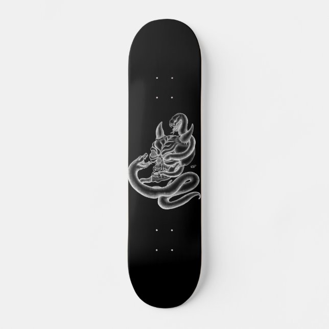 Skateboard Crâne - têtes de diable avec serpent (Recto)