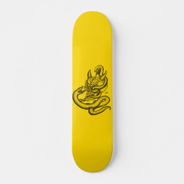 Skateboard Crâne - têtes de diable avec serpent (Devant)