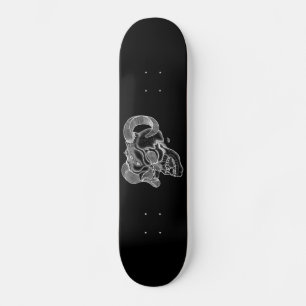 Skateboard Crâne - Teufelschädel schwarz weiß Zeichnung
