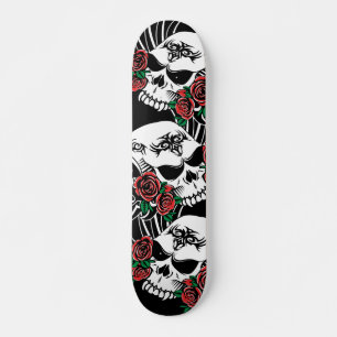 Skateboard Crâne tribal avec Roses