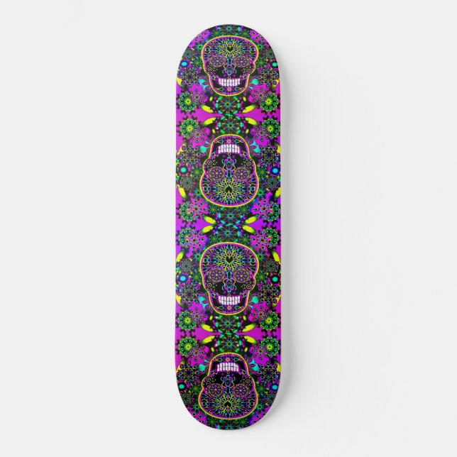 Skateboard Crâne vert et pourpre chaud frais de sucre (Recto)