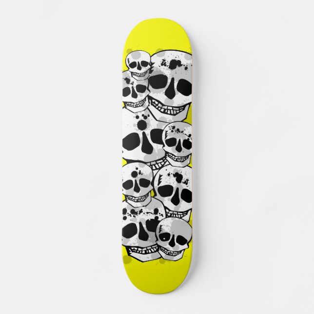 Skateboard Crânes à éclaboussures de peinture jaune skateboar (Recto)