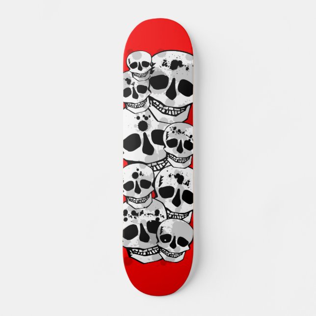 Skateboard Crânes à éclaboussures de peinture rouge skateboar (Recto)