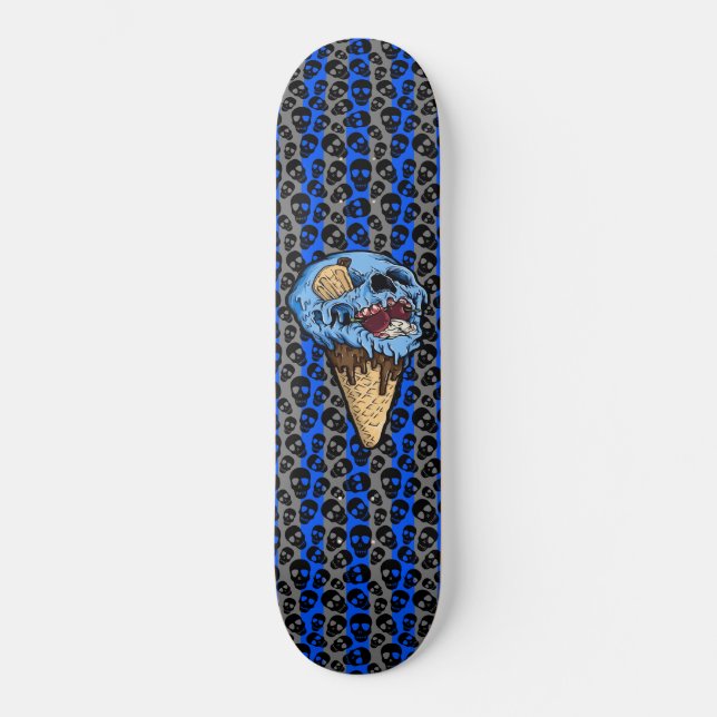Skateboard Crânes aléatoires Crème bleue Crème crâne Gravesto (Recto)