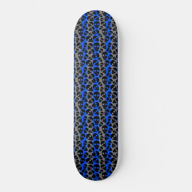Skateboard Crânes aléatoires Gris bleu rayures (Recto)