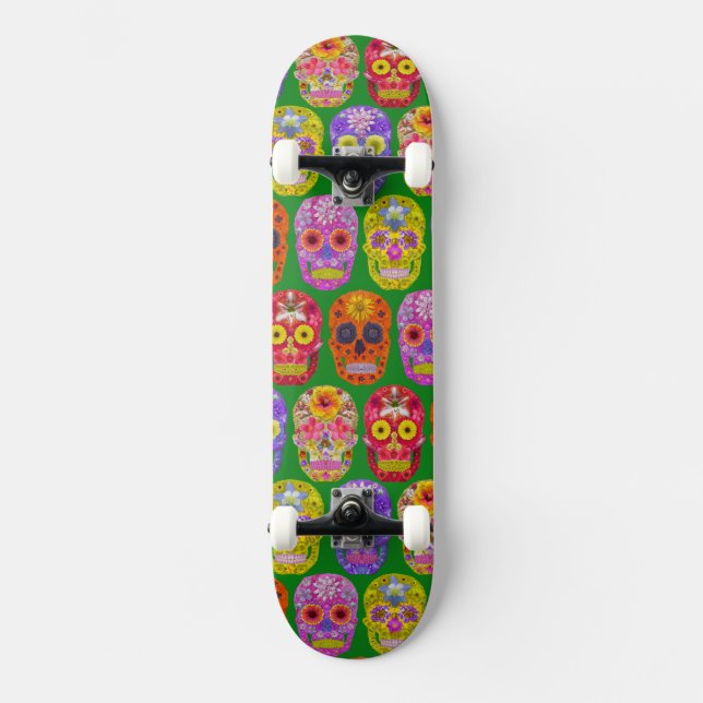 Skateboard Crânes de fleurs Motif sans soudure 2018 (Recto)