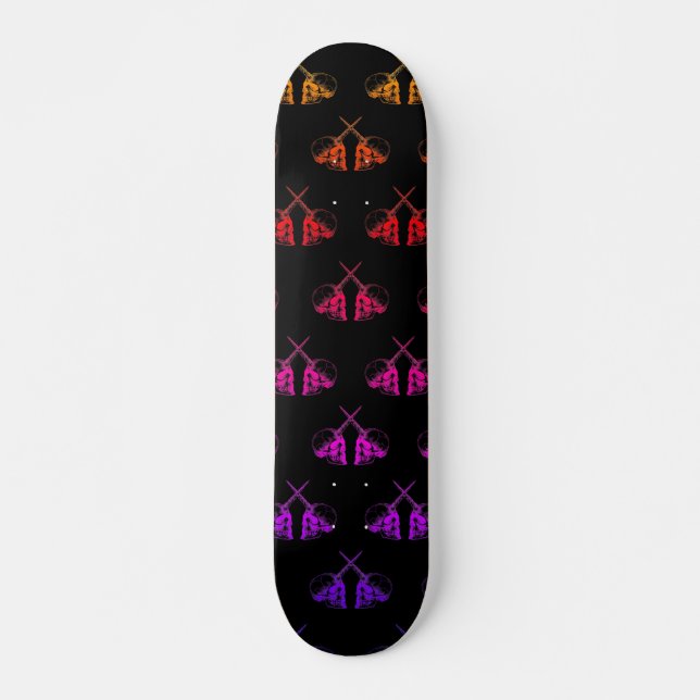 Skateboard Crânes de licorne d'arc-en-ciel (Devant)