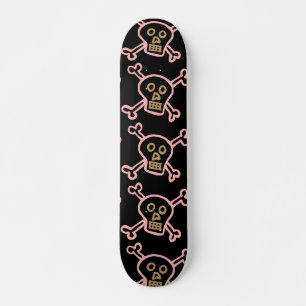 SKATEBOARD CRÂNES ET OSSEMENTS ROSES FILLE PLANCHES À ROULETT