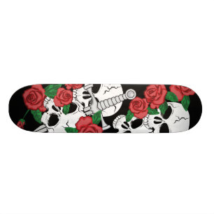 Skateboard Crânes et roses