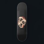 Skateboard Crânes flamboyantes sur feu Cool gothique tendance<br><div class="desc">Ce skateboard cool avec des crânes flamboyants ferait un cadeau merveilleux pour les amoureux du crâne !</div>
