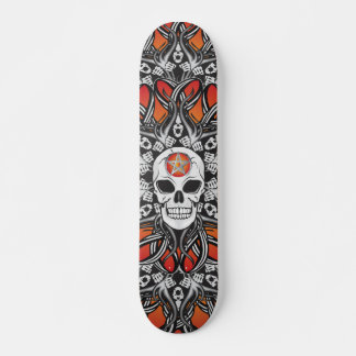 Skateboard Crânes gothiques - Orange