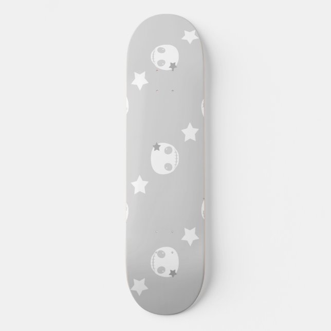 Skateboard Crânes gris et blancs et Stars Skatedeck (Recto)