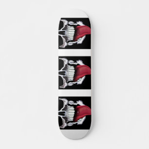 Skateboard Crânes Grunge Noir Blanc Langue Rouge