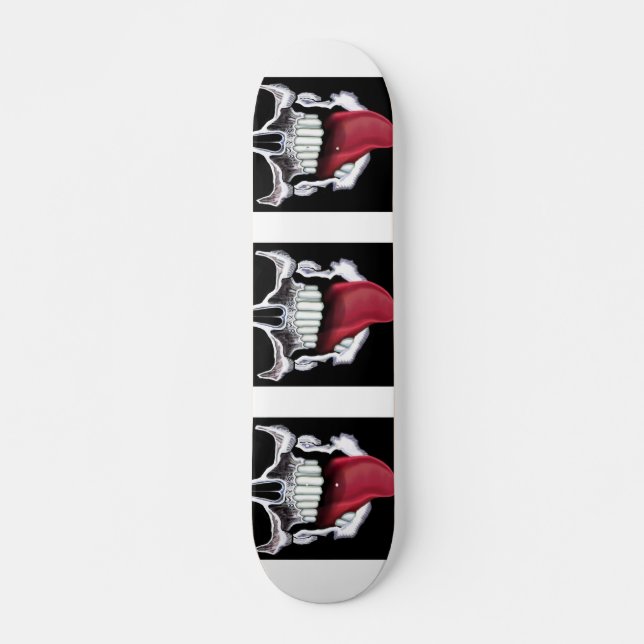 Skateboard Crânes Grunge Noir Blanc Langue Rouge (Devant)