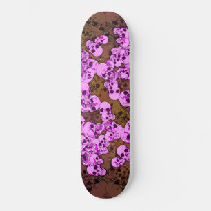 Skateboard Crânes roses