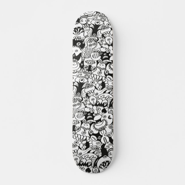 Skateboard Crazy doodles posing in a seamless pattern design (Devant)