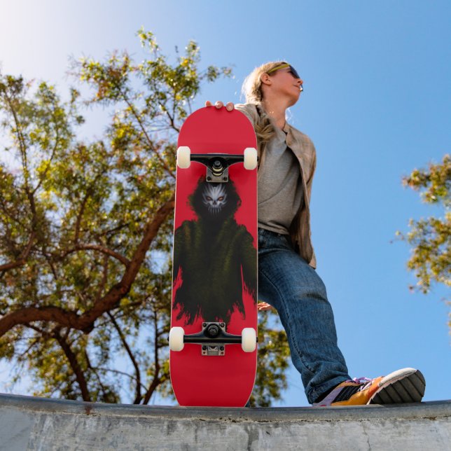 Skateboard Créature Monstrueuse Gothique Horreur Sombre Rouge (Extérieur 1)