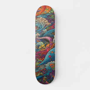 Skateboard Créatures marines psychédéliques colorées