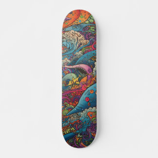 Skateboard Créatures marines psychédéliques colorées