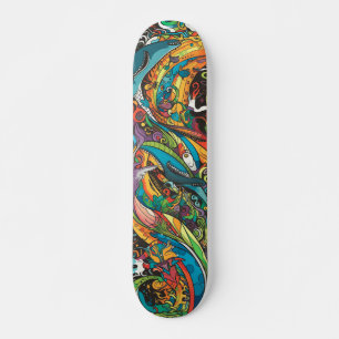 Skateboard Créatures marines psychédéliques colorées