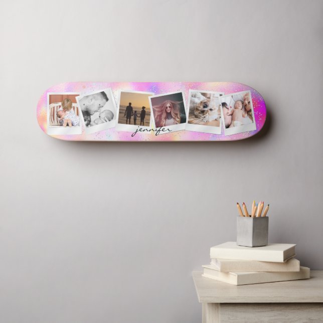 Skateboard Créez Votre Propre Arc-en-Ciel Féminin Pailleté Mo (Art mural (Horz))