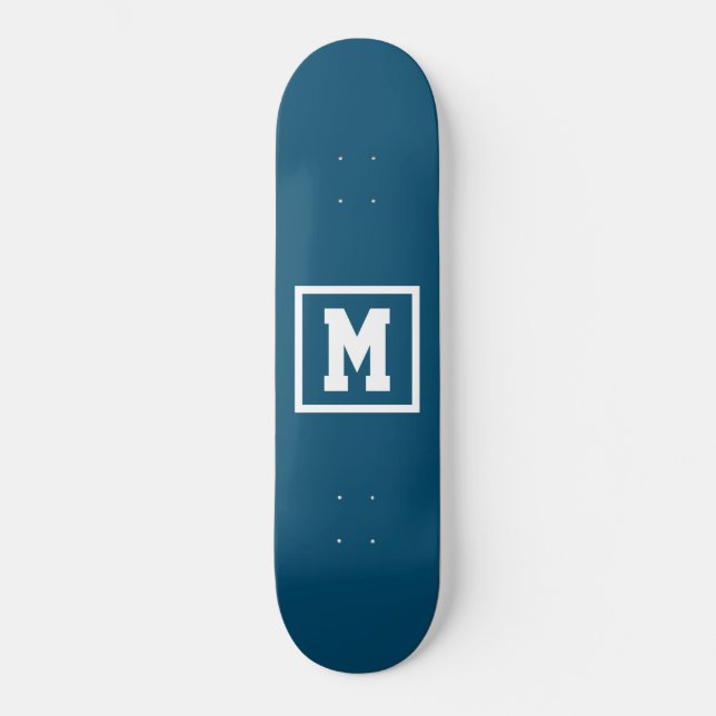 Skateboard Créez votre propre Modèle Monogramme bleu et blanc (Recto)