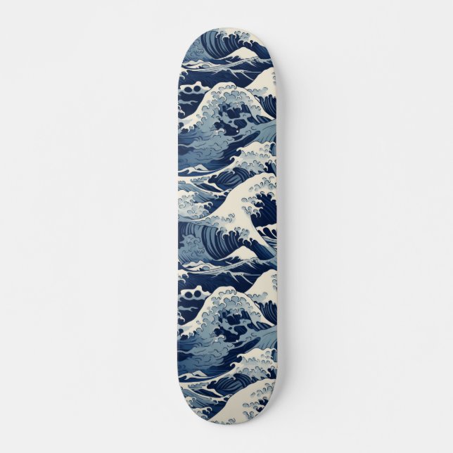 Skateboard Crêtes éphémères : Les vagues d'Hokusai réimaginée (Devant)