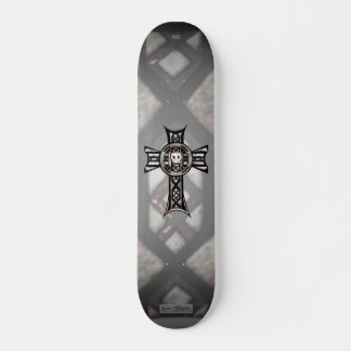 Skateboard Croix celtique et crâne (argent)