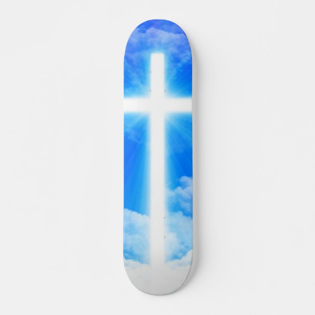 Skateboard Croix de lumière Jésus-Christ chrétien personnalis (Devant)