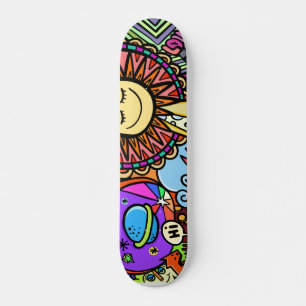 Skateboard Croquis de bande dessinée coloré