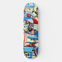 Cubism boy skateboards pont