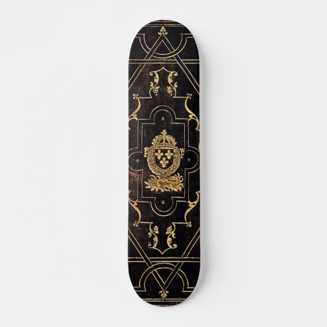 Skateboard Cuir Vintage et or tombés (Devant)