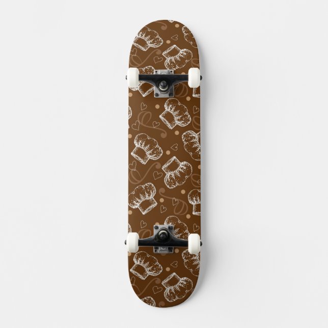 Skateboard Cuisson du motif avec le casquette de chef (Recto)