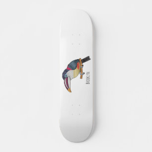Skateboard Curl crested aracari bird cartoon