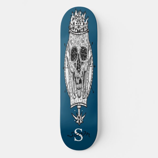 skateboard Custom Blue Skeleton Nautique King (Recto)