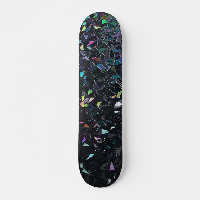 Skateboard Custom Iridescent Abstract Stained Glass Pattern (Devant)