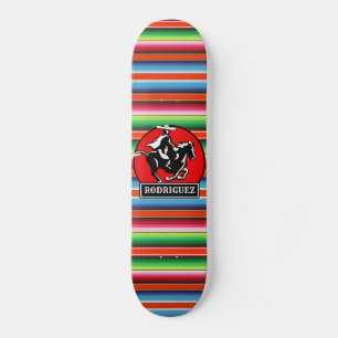 Skateboard CUSTOM NAME Charro Horse Spanish Mexican Serape