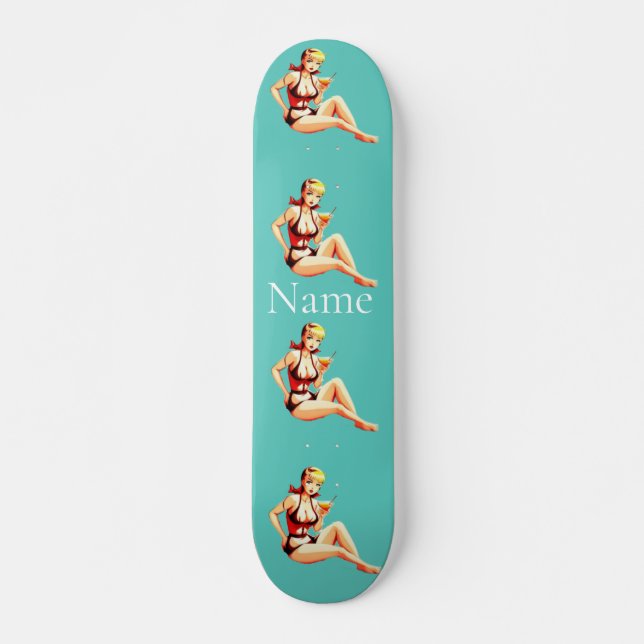 Skateboard Cute Blonde Martini Bikini Girl Thunder_Cove (Devant)
