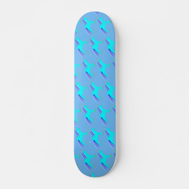 Skateboard Cute Blue Baby Boy Unicorn (Devant)