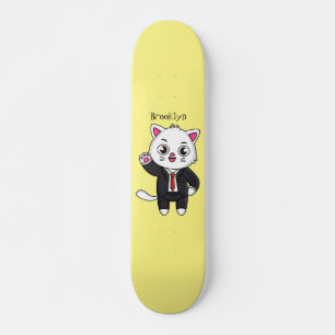 Skateboard Cute chaton chat en costume d'affaires dessin anim