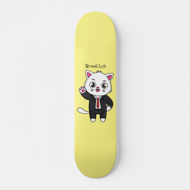 Skateboard Cute chaton chat en costume d'affaires dessin anim (Devant)
