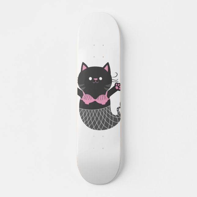 Skateboard Cute chatte sirène silhouette - Choisir la couleur (Devant)