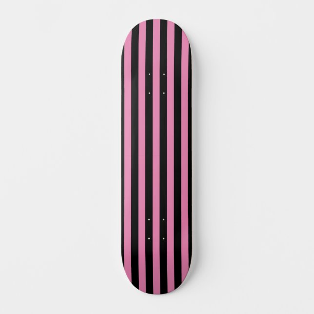 Skateboard Cute Chic rose et noir Vertical strié (Recto)