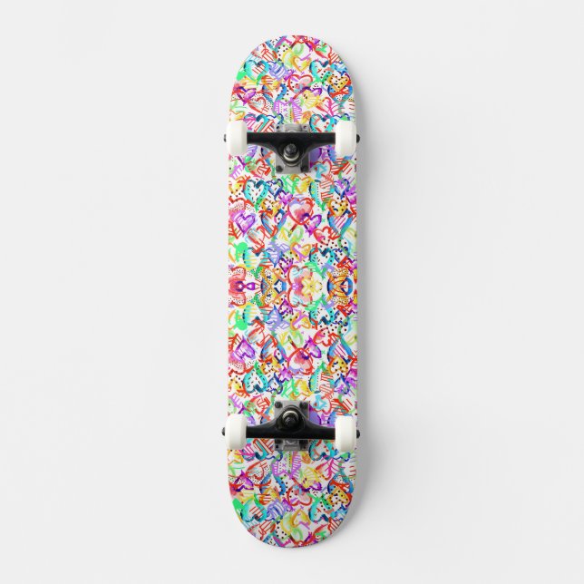Skateboard Cute colorful hearts patterns Case-Mate iPhone cas (Recto)