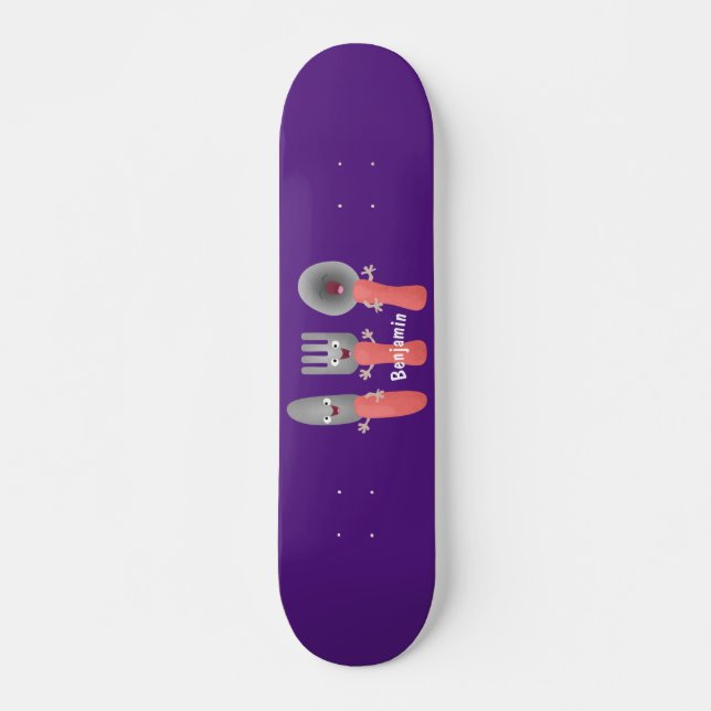 Skateboard Cute fourche couteau et cuillère dessin de couvert (Devant)