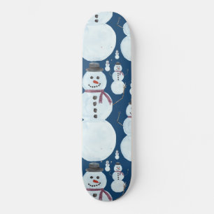 Skateboard Cute Frosty Blue Snowman Motif d'aquarelle