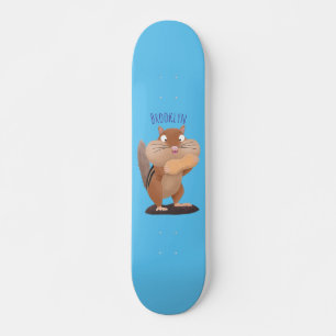 Skateboard Cute funny big cheeks chipmunk cartoon