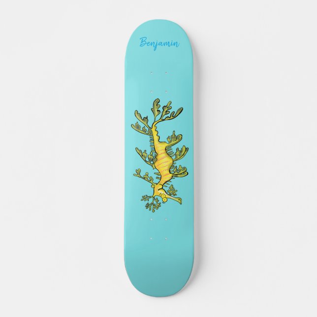 Skateboard Cute funny leafy sea dragon cartoon illustration (Devant)